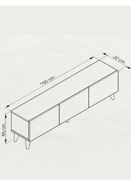 Line Tv Ünitesi 150 cm Üç Kapaklı Mdf Kapak Raflı Ayaklı Tv Sehpası indirimleri
