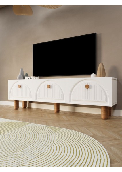 Bohem Tv Ünitesi 150 cm Üç Kapaklı Mdf Kapak Raflı Ayaklı Tv Sehpası fiyatları