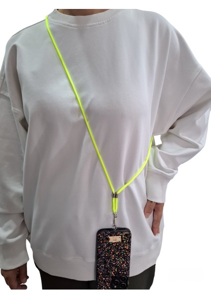 Tüm Kılıflara Uyumlu Çapraz Kullanıma Uygun Yükseklik Ayarlı Düz Renk Boyun Ipi Telefon Askısı 65CM