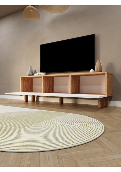 Bohem Tv Ünitesi 150 cm Üç Kapaklı Mdf Kapak Raflı Ayaklı Tv Sehpası fiyatları