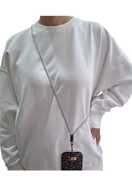 Tüm Kılıflara Uyumlu Çapraz Kullanıma Uygun Yükseklik Ayarlı Düz Renk Boyun Ipi Telefon Askısı 65CM