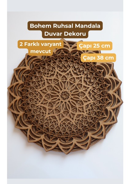 Duvar Dekorasyon "Ruhsal Mandala" Ham Ahşap Çok Katmanlı Bohem ve Iskandinav Ev Tasarımlar Için Mükemmel Duvar Süsü