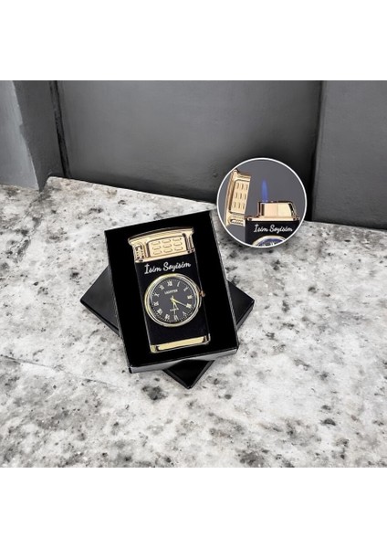 Kişiye Özel Işıklı Saatli Siyah Renk Çakmak fırsatları