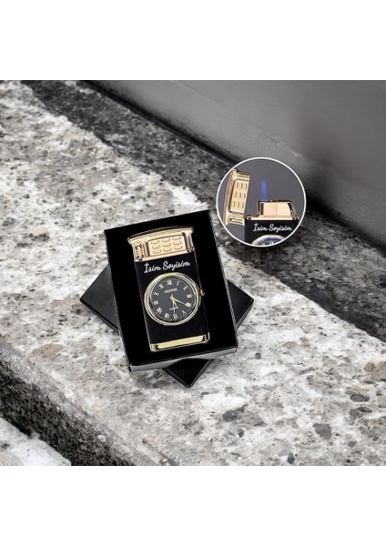 Kişiye Özel Işıklı Saatli Siyah Renk Çakmak indirimleri