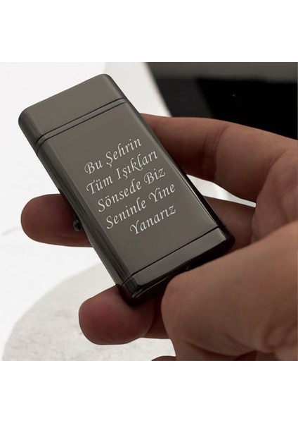 Kişiye Özel Çift Yön Baskı Turbo Jet Işıklı Saatli Çakmak -Kutulu ve Hediye Paketinde fiyatları