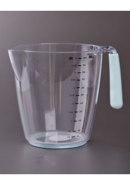 Şeffaf 1000 ml Ölçü ve Hamur Kabı, Silikon Sapli, Pratik ve Kullanışlı