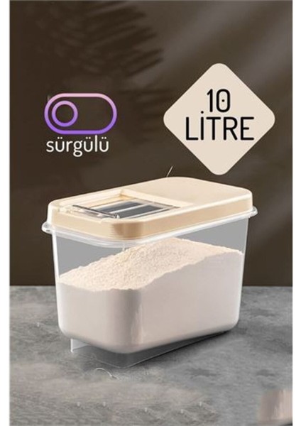 10 Lt Bej Saklama Kutusu, Bakliyat ve Erzak Için Ideal, Şık ve Dayanıklı Tasarım