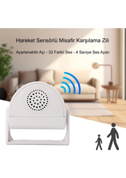 Misafir Karşılama Zili 3 Modlu Kumandalı Hareket Sensörlü Güvenlik Alarm Pır Sensör