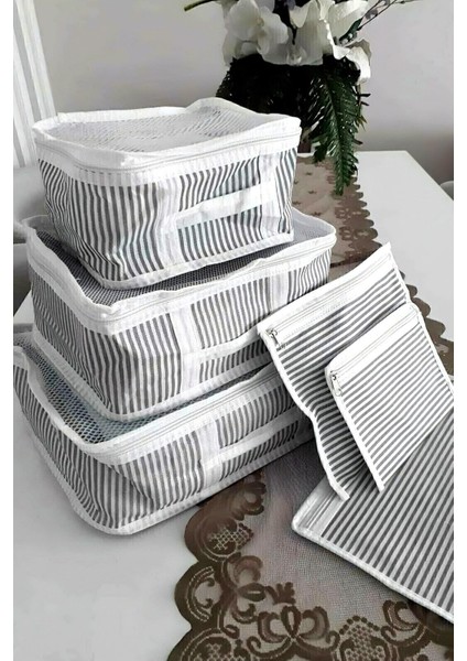 Gri 6'lı Bavul Içi Düzenleyici Set, Seyahat Kolaylaştırıcı Organizer