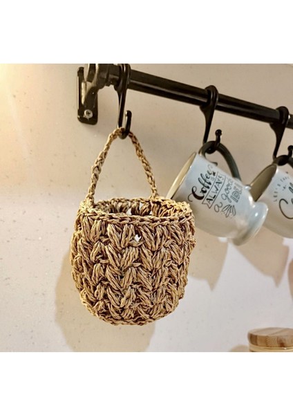 Kahverengi Çok Amaçlı Düzenleyici Kağıt Ip Sepet 10 cm Kaktüs Saksılığı