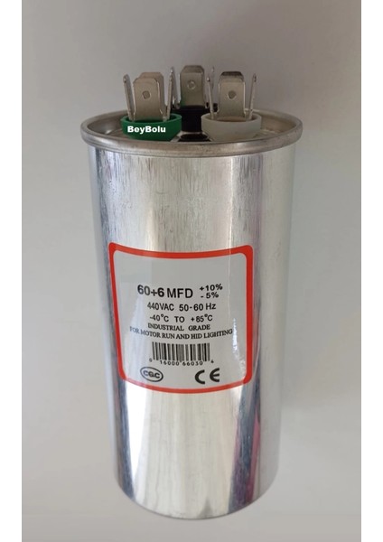 60+6 Uf Klima Kondansatör , 60+6 Mf - 440 Vac Klima Kapasitörü