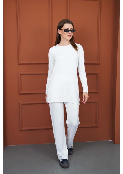 Kadın Viskon Full Likra Tunik-Beyaz fiyatları