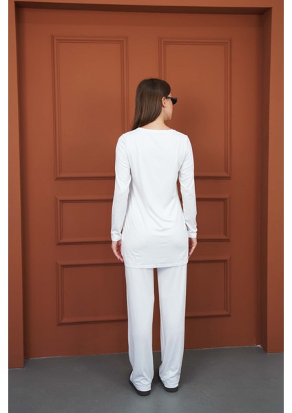 Kadın Viskon Full Likra Tunik-Beyaz modelleri