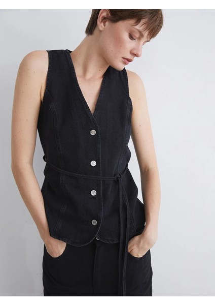Lcwaıkıkı Classic V Yaka Kadın Jean Yelek (W5)