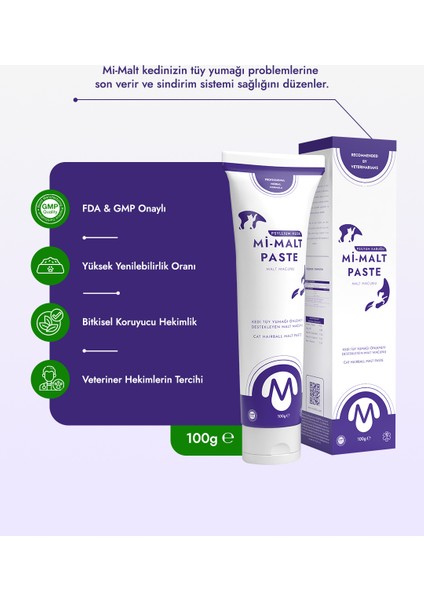 Kedi Tüy Yumağı Önleyici Malt Macunu 100 GR ”Mi-Malt Paste” modelleri