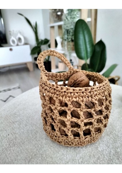 Çok Amaçlı Kağıt Ip Sepet 10 cm Kaktüs ve Çiçek Saksılığı Bej