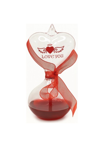 Love Kalp Dekoratif Kum Saati Kırmızı