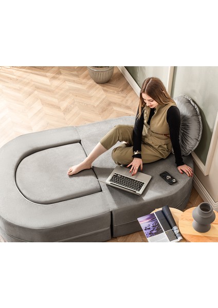 Tia Tekli Koltuk & Puf Özellikli & Açılabilir & Tek Kişik Tv Koltuk & Yataklı & Antrasit