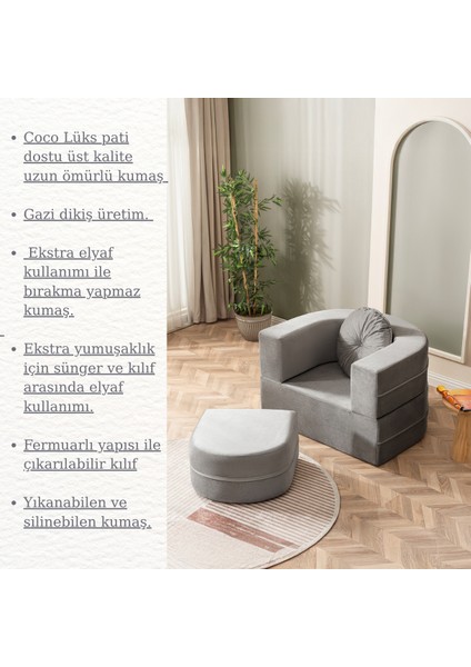 Tia Tekli Koltuk & Puf Özellikli & Açılabilir & Tek Kişik Tv Koltuk & Yataklı & Antrasit fiyatları