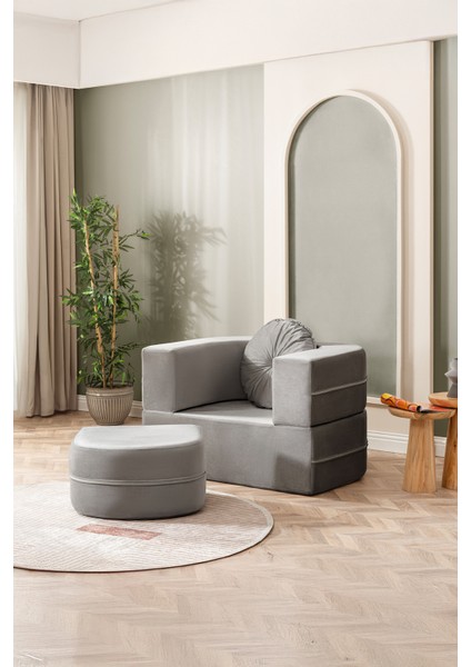 Tia Tekli Koltuk & Puf Özellikli & Açılabilir & Tek Kişik Tv Koltuk & Yataklı & Antrasit fırsatları