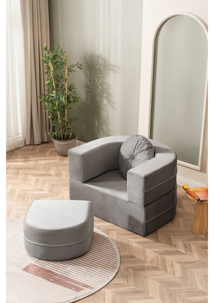 Tia Tekli Koltuk & Puf Özellikli & Açılabilir & Tek Kişik Tv Koltuk & Yataklı & Antrasit