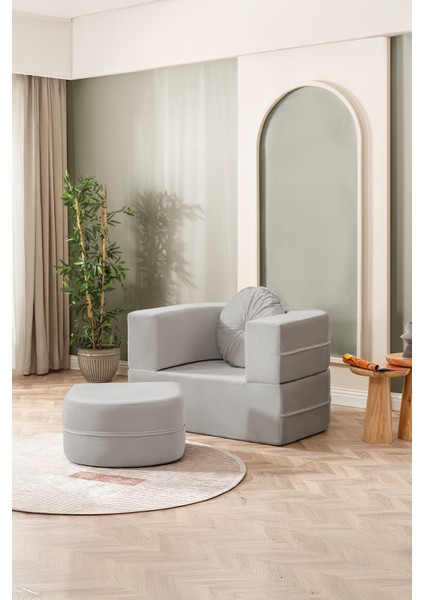 Tia Tekli Koltuk & Puf Özellikli & Açılabilir & Tek Kişik Tv Koltuk & Yataklı & Gri modelleri