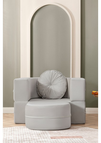 Tia Tekli Koltuk & Puf Özellikli & Açılabilir & Tek Kişik Tv Koltuk & Yataklı & Gri indirimleri