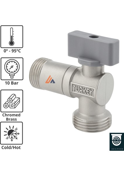 Mini Küresel Musluk – Aç Kapa Vanalı, G3/4, Çamaşır & Bulaşık Makinesi Bağlantı Musluğu