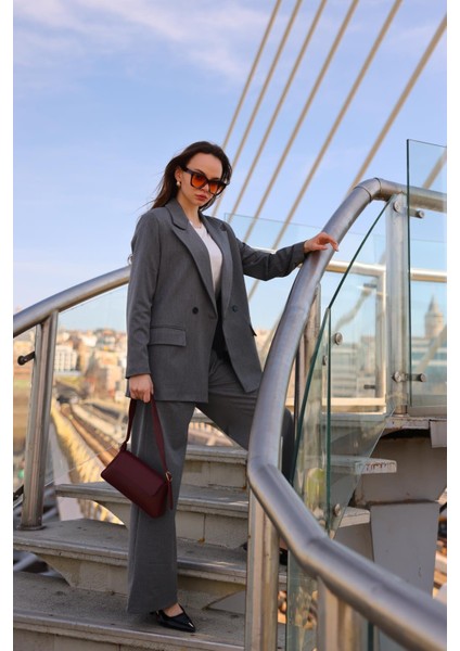 Kadın 202349586 Gri Düğmeli Blazer Ceket