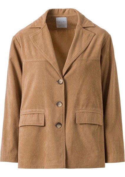 Kadın Camel Süet Düğmeli Ceket