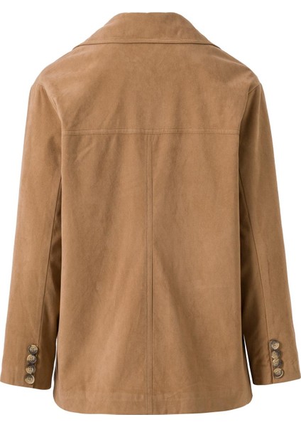 Kadın Camel Süet Düğmeli Ceket indirimleri