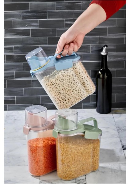 Çok Fonksiyonlu Renkli Kapaklı Saklama Kabı, Deterjanlık ve Bakliyat Saklama Için Uygun