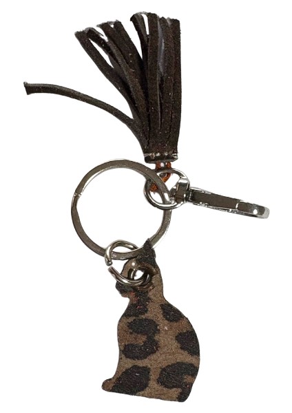 Mini Kedi , Leopar Hakiki Deri , Kahverengi Deri Püsküllü Mini Anahtarlık , Çanta Süsü ,bag Charm fiyatları