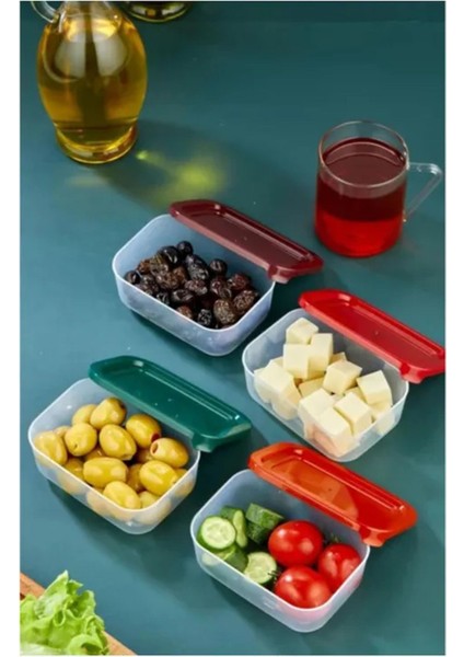 Beyaz 4'lü Kapaklı Saklama Kabı Seti, Çerez ve Kahvaltılık Için Uygun