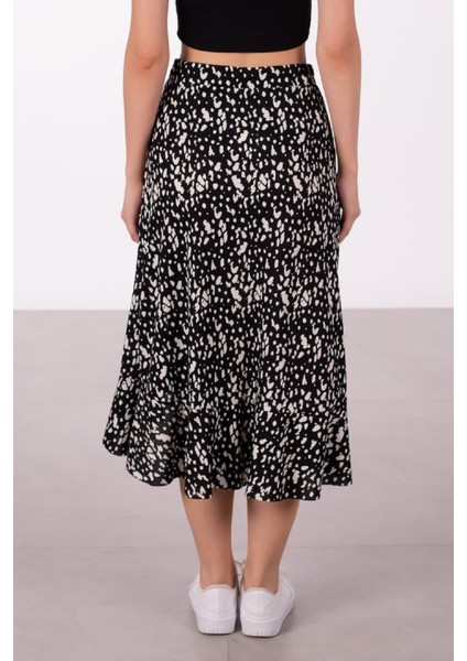 Beli Lastikli Desenli Etek Ucu Fırfırlı Midi Etek fiyatları