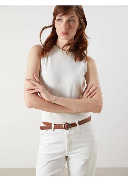 Lcw Vision Bisiklet Yaka Kadın Triko Atlet (W5)