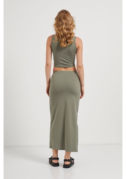 Beli Lastikli Yanı Yırtmaçlı Premium Süper Likralı Soft Uzun Etek fırsatları