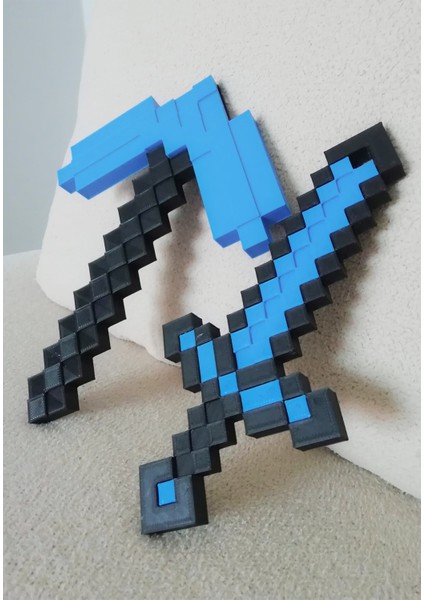 Minecraft Çocuk Oyuncak 2'li Set 25 Cm/ Elmas Kazma-Kılıç Seti