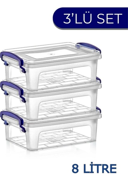 3'lü 8 Litre Saklama Kabı Seti, Pratik ve Şık Mutfak Gereçleri
