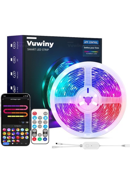 App Sese Duyarlı Wıfı Özellikli IP67 Rgb-Ic Yüksek Parlaklık Ambiyans Akıllı LED Şerit (5 METRE-12V)