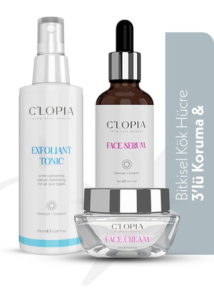 Leke Karşıtı ve Antiaging Bitkisel Kök Hücre Cilt Bakım Seti Hyaluronik Asit, Kolajen, Niacinamide