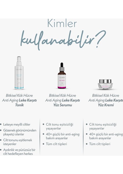 Leke Karşıtı ve Antiaging Bitkisel Kök Hücre Cilt Bakım Seti Hyaluronik Asit, Kolajen, Niacinamide fırsatları