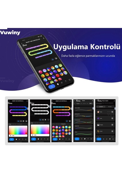 App Sese Duyarlı Wıfı Özellikli IP67 Rgb-Ic Yüksek Parlaklık Ambiyans Akıllı LED Şerit (5 METRE-12V)
