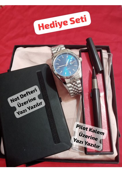 Hediyelik Özel Kutusunda Öğretmen Avukat Doktorlara Kombin Erkek Saat Seti-( 3 Parça'lı ) - 6044