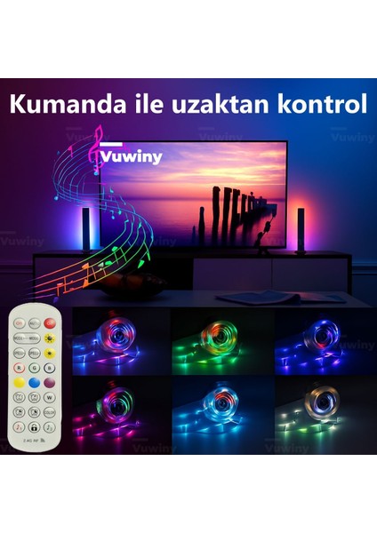 Mobil Uygulamalı Sese Duyarlı Rgb-Ic Adreslenebilir Akıllı USB Ambiyans LED Şerit (5V - 5 Metre) modelleri