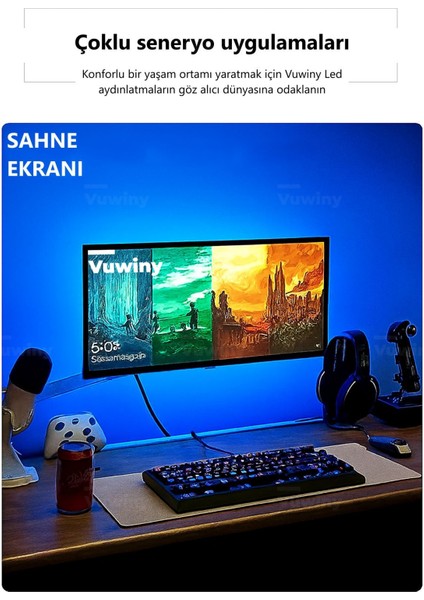 Mobil Uygulamalı Sese Duyarlı Rgb-Ic Adreslenebilir Akıllı USB Ambiyans LED Şerit (5V - 5 Metre) indirimleri