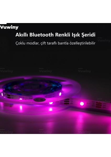 Mobil Uygulamalı Sese Duyarlı Rgb-Ic Adreslenebilir Akıllı USB Ambiyans LED Şerit (5V - 5 Metre)