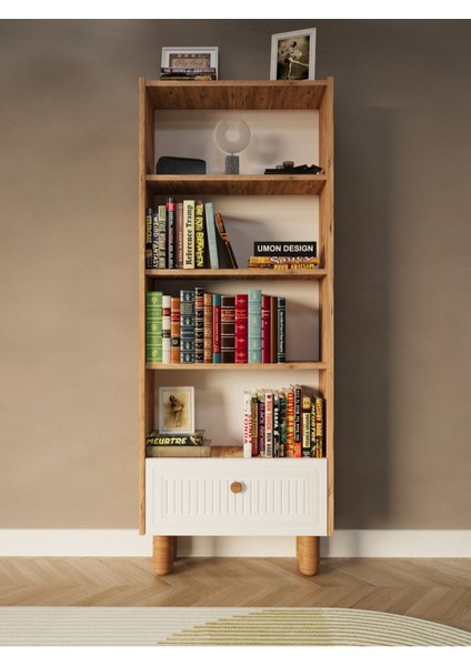 Bohem 5 Raflı Kapaklı Kitaplık Mdf Dekoratif Kapak