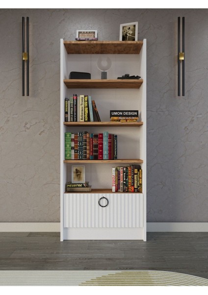 Line 5 Raflı Kapaklı Kitaplık Mdf Dekoratif Kapak
