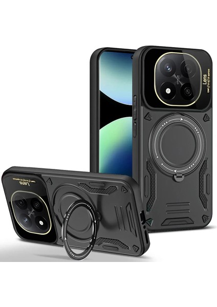 Xiaomi Redmi Note 14 Pro 4g Kılıf Kamera Lens Korumalı Halka Standlı Kapak Magsafe Destekli